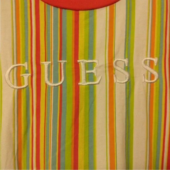 Vintage Guess rainbow striped shirt, EUC - Picture 3 of 6